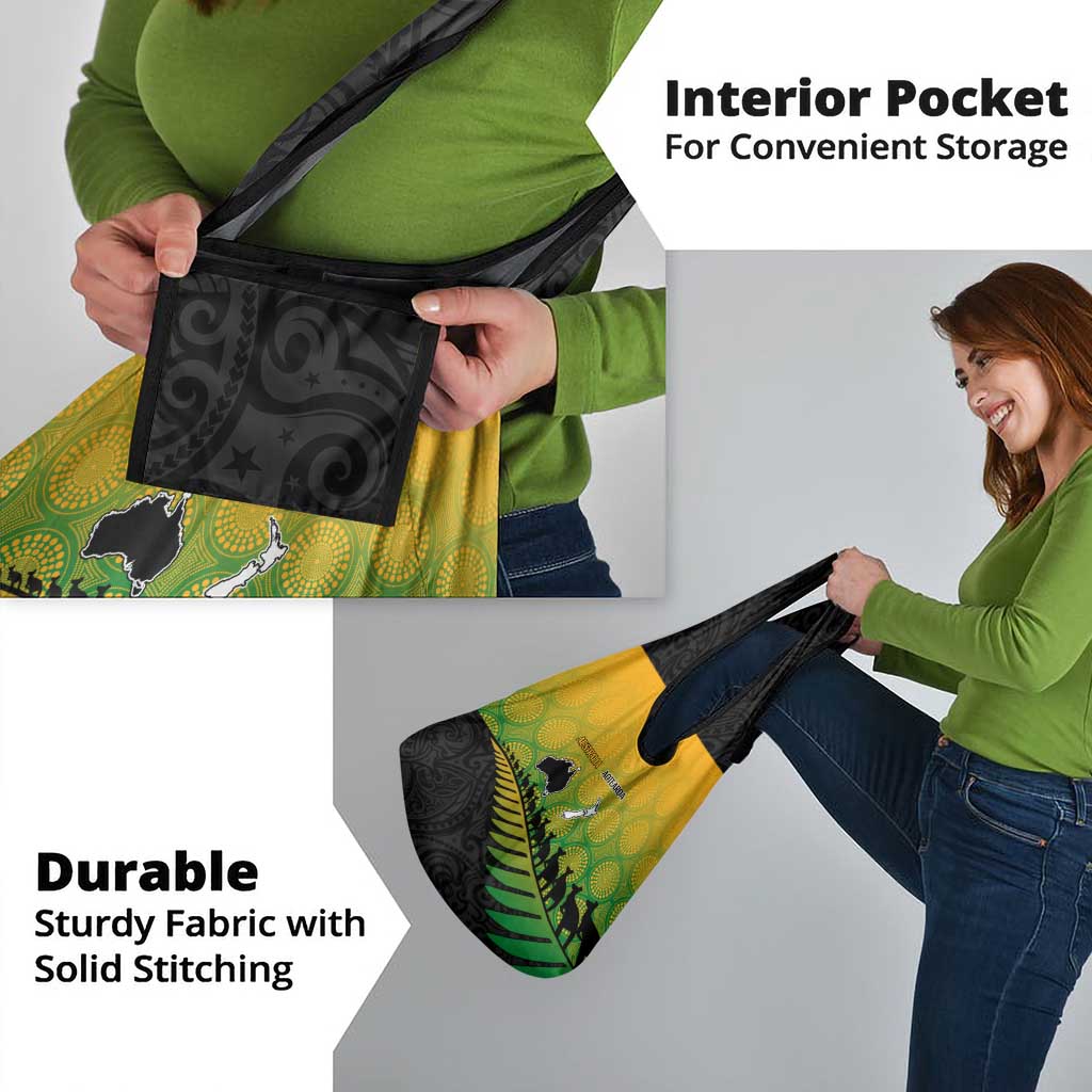 Australia New Zealand Rugby Grocery Bag Gradient Aboriginal Wallabies and Maori Black Fern - Polynesian Pride