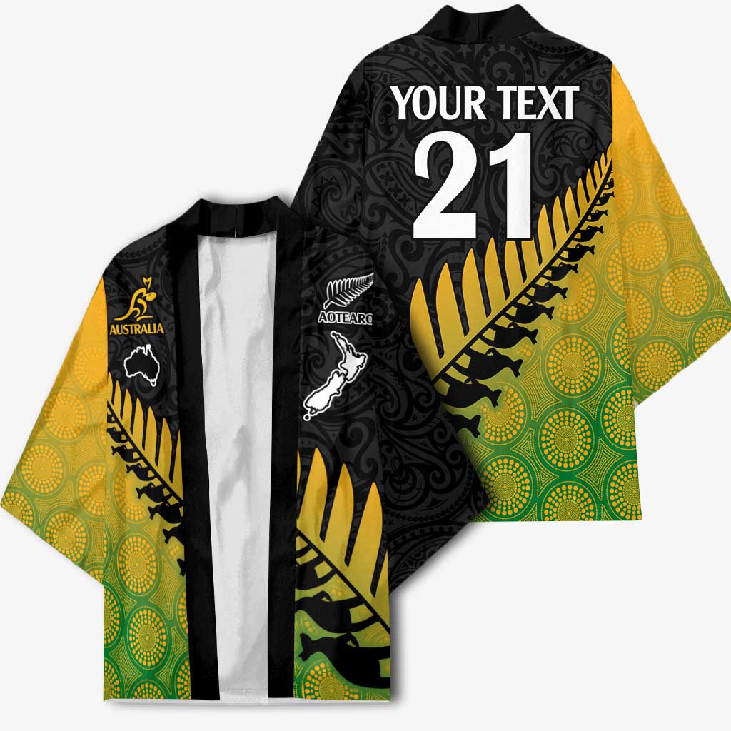 Australia New Zealand Rugby Kimono Gradient Aboriginal Wallabies and Maori Black Fern - Polynesian Pride