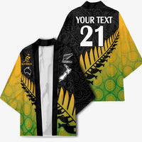 Australia New Zealand Rugby Kimono Gradient Aboriginal Wallabies and Maori Black Fern - Polynesian Pride