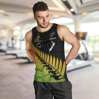 Custom Australia Wallabies and Aotearoa Rugby Men Tank Top Kangaroo Black Fern Maori Gradient Vibe LT9 - Polynesian Pride