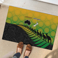 Australia New Zealand Rugby Rubber Doormat Gradient Aboriginal Wallabies and Maori Black Fern - Polynesian Pride