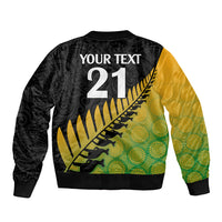 Custom Australia Wallabies and Aotearoa Rugby Sleeve Zip Bomber Jacket Kangaroo Black Fern Maori Gradient Vibe LT9 - Polynesian Pride