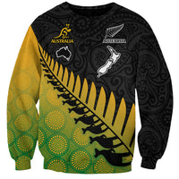 Custom Australia Wallabies and Aotearoa Rugby Sweatshirt Kangaroo Black Fern Maori Gradient Vibe LT9 Unisex Gradient - Polynesian Pride