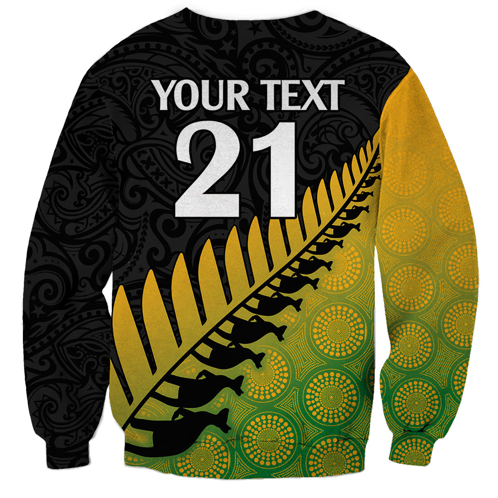 Custom Australia Wallabies and Aotearoa Rugby Sweatshirt Kangaroo Black Fern Maori Gradient Vibe LT9 - Polynesian Pride