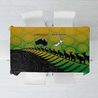 Australia New Zealand Rugby Tablecloth Gradient Aboriginal Wallabies and Maori Black Fern - Polynesian Pride