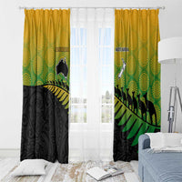Australia New Zealand Rugby Window Curtain Gradient Aboriginal Wallabies and Maori Black Fern - Polynesian Pride
