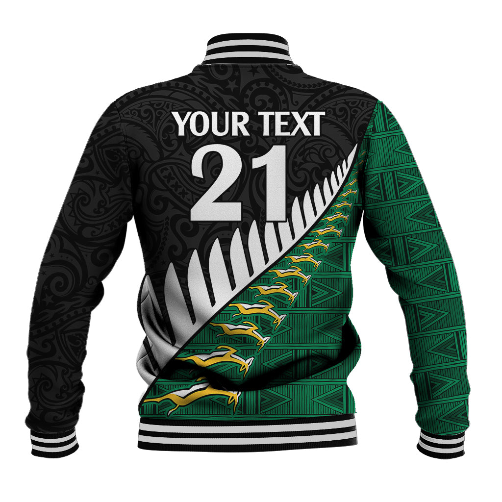 Custom South Africa and Aotearoa Rugby Baseball Jacket Springboks Black Fern Maori Vibe LT9 - Polynesian Pride