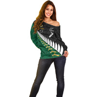 Custom South Africa and Aotearoa Rugby Off Shoulder Sweater Springboks Black Fern Maori Vibe LT9 - Polynesian Pride