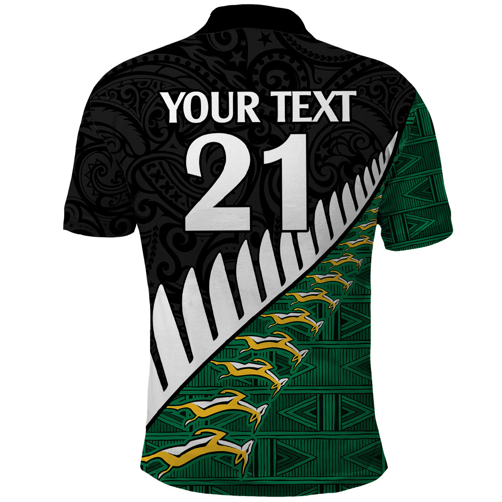 Custom South Africa and Aotearoa Rugby Polo Shirt Springboks Black Fern Maori Vibe LT9 - Polynesian Pride