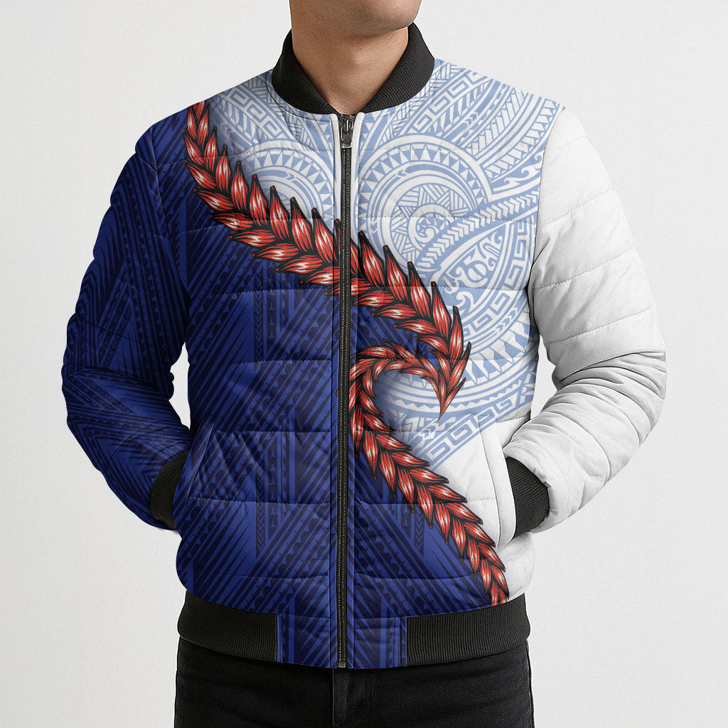 Ula Fala Red Samoa Chief Bomber Puffer Jacket Samoan Art Black Tribal LT9 - Polynesian Pride