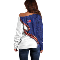 Ula Fala Red Samoa Chief Off Shoulder Sweater Samoan Art Black Tribal LT9 - Polynesian Pride