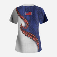 Ula Fala Red Samoa Chief Scrub Top Samoan Art Black Tribal LT9 - Polynesian Pride