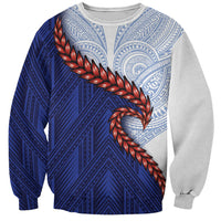 Ula Fala Red Samoa Chief Sweatshirt Samoan Art Black Tribal LT9 Unisex Blue - Polynesian Pride