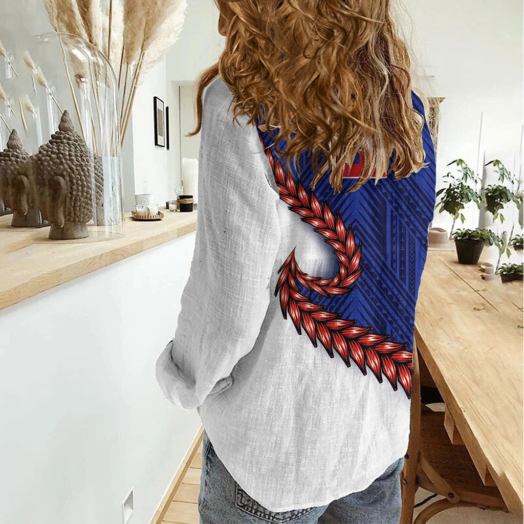 Ula Fala Red Samoa Chief Women Casual Shirt Samoan Art Black Tribal LT9 - Polynesian Pride