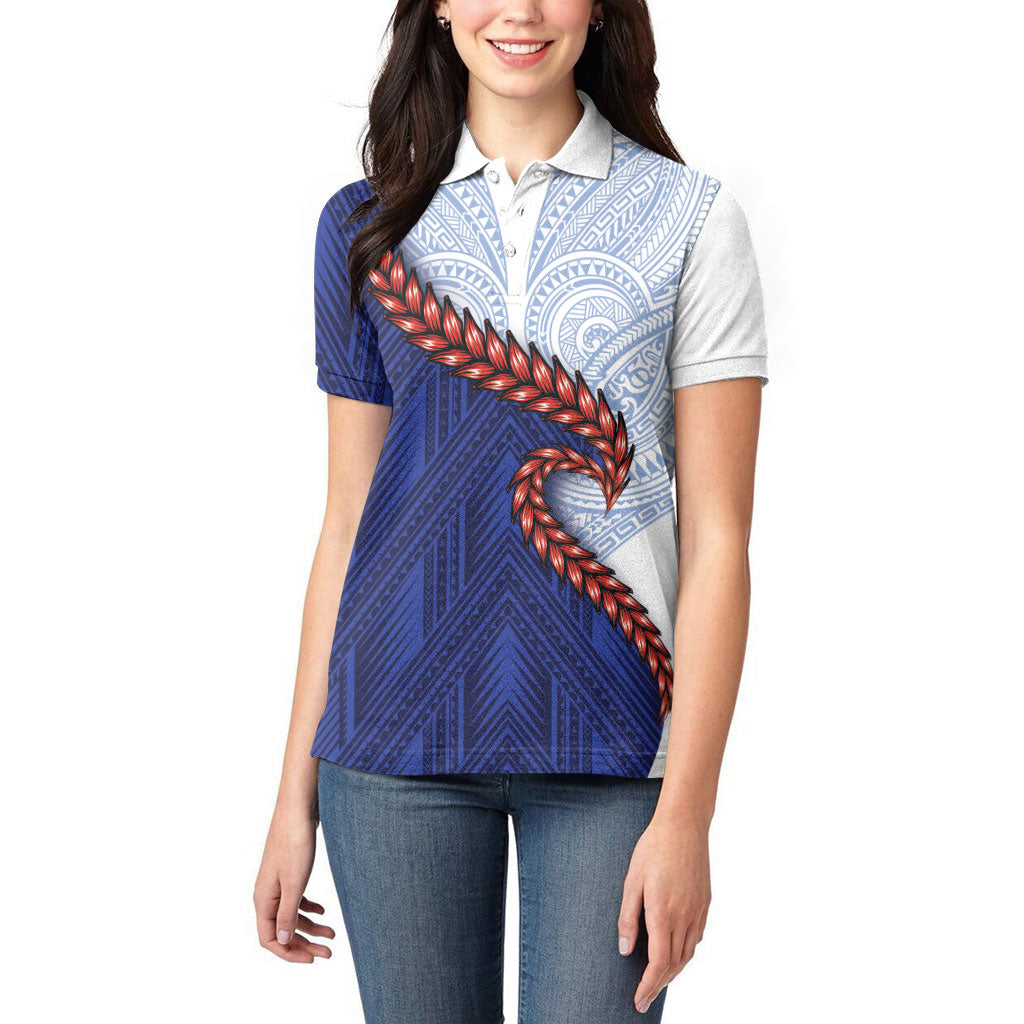 Ula Fala Red Samoa Chief Women Polo Shirt Samoan Art Black Tribal LT9 - Polynesian Pride