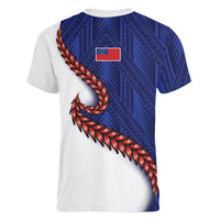 Ula Fala Red Samoa Chief Women V-Neck T-Shirt Samoan Art Black Tribal LT9 - Polynesian Pride