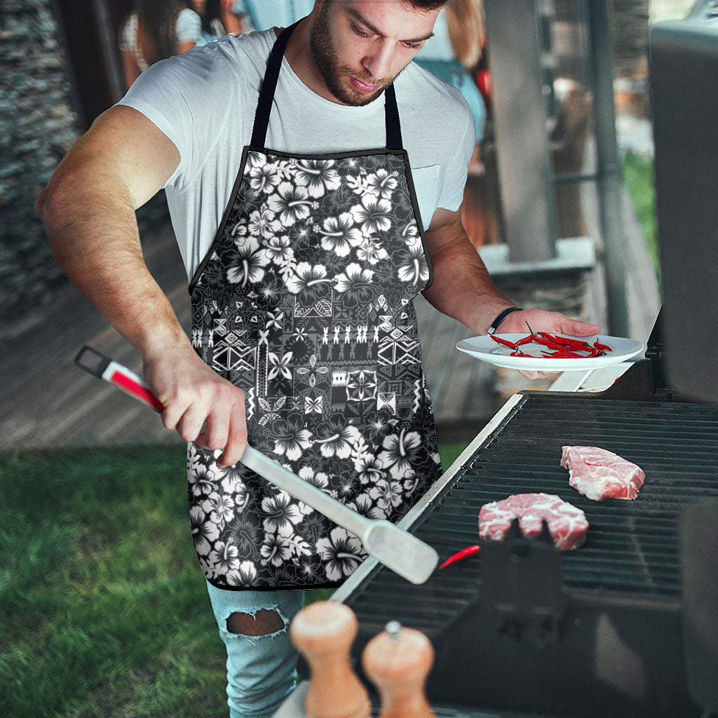 Black Hawaiian Tapa Tribal Hibiscus Apron LT9 - Polynesian Pride