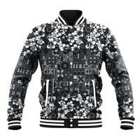 Black Hawaiian Tapa Tribal Hibiscus Baseball Jacket LT9 Unisex Black - Polynesian Pride