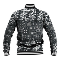 Black Hawaiian Tapa Tribal Hibiscus Baseball Jacket LT9 - Polynesian Pride