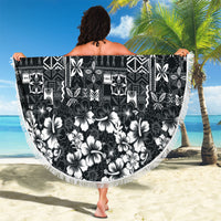 Black Hawaiian Tapa Tribal Hibiscus Beach Blanket LT9 - Polynesian Pride