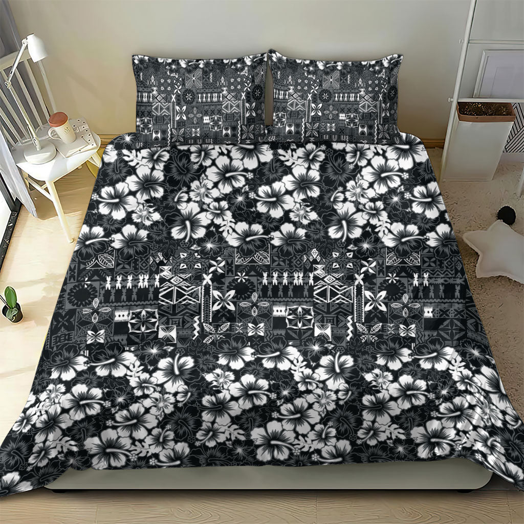 Black Hawaiian Tapa Tribal Hibiscus Bedding Set LT9 - Polynesian Pride