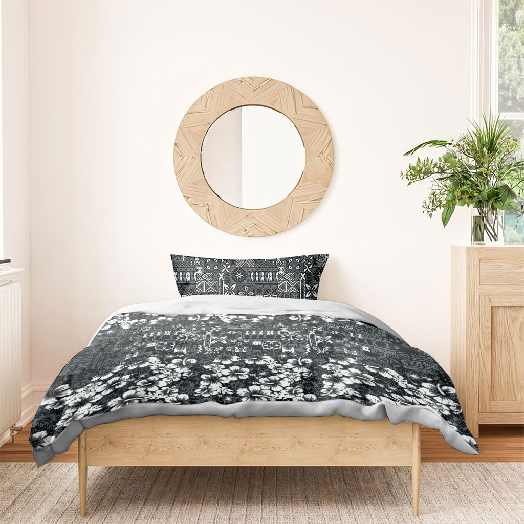 Black Hawaiian Tapa Tribal Hibiscus Bedding Set LT9 - Polynesian Pride