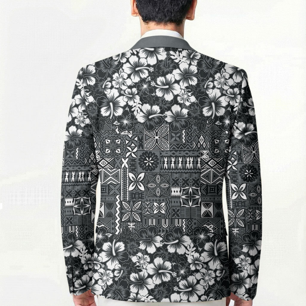 Black Hawaiian Tapa Tribal Hibiscus Blazer LT9 - Polynesian Pride