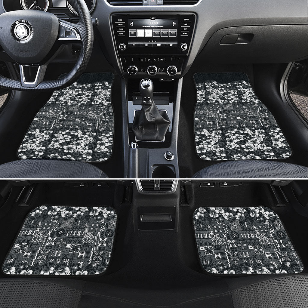 Black Hawaiian Tapa Tribal Hibiscus Car Mats LT9 Set 4pcs Black - Polynesian Pride