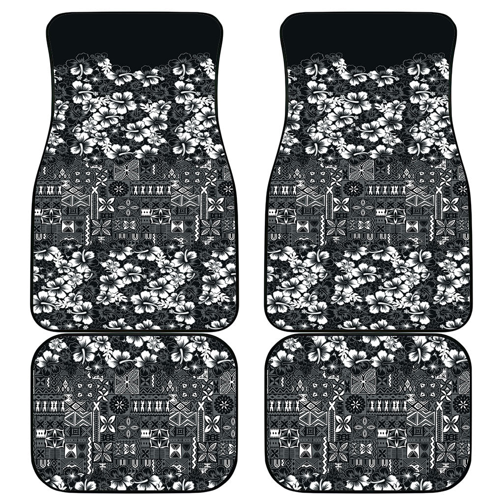 Black Hawaiian Tapa Tribal Hibiscus Car Mats LT9 - Polynesian Pride