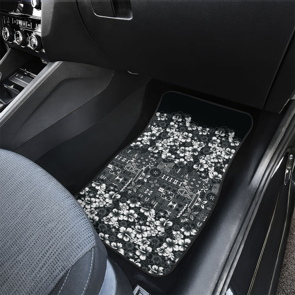 Black Hawaiian Tapa Tribal Hibiscus Car Mats LT9 - Polynesian Pride