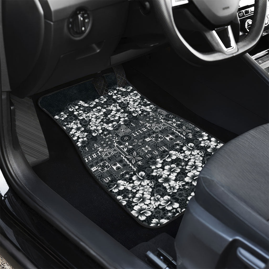 Black Hawaiian Tapa Tribal Hibiscus Car Mats LT9 - Polynesian Pride