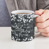 Black Hawaiian Tapa Tribal Hibiscus Ceramic Mug LT9 - Polynesian Pride