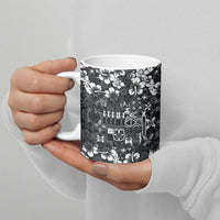 Black Hawaiian Tapa Tribal Hibiscus Ceramic Mug LT9 - Polynesian Pride