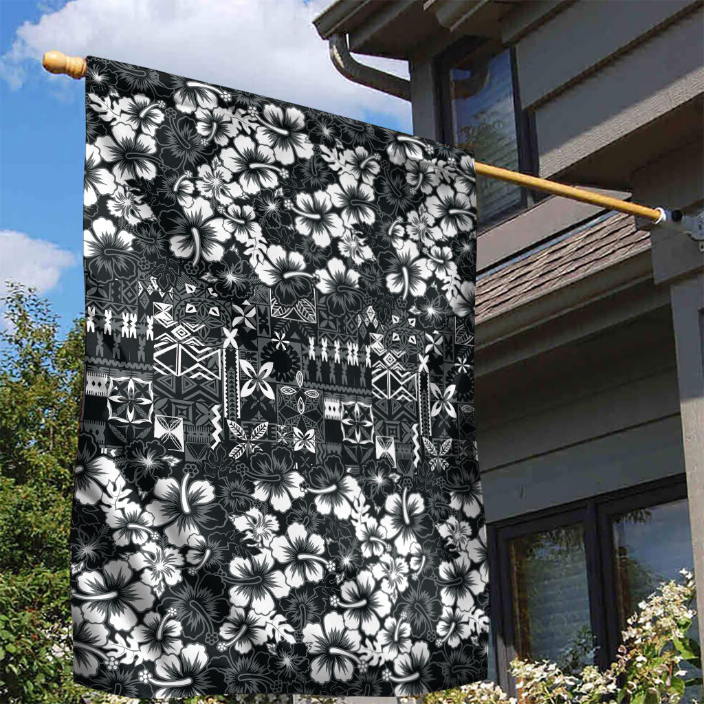 Black Hawaiian Tapa Tribal Hibiscus Garden Flag LT9 - Polynesian Pride