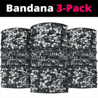 Black Hawaiian Tapa Tribal Hibiscus Neck Gaiter LT9 package One Size: 25*50cm Black - Polynesian Pride