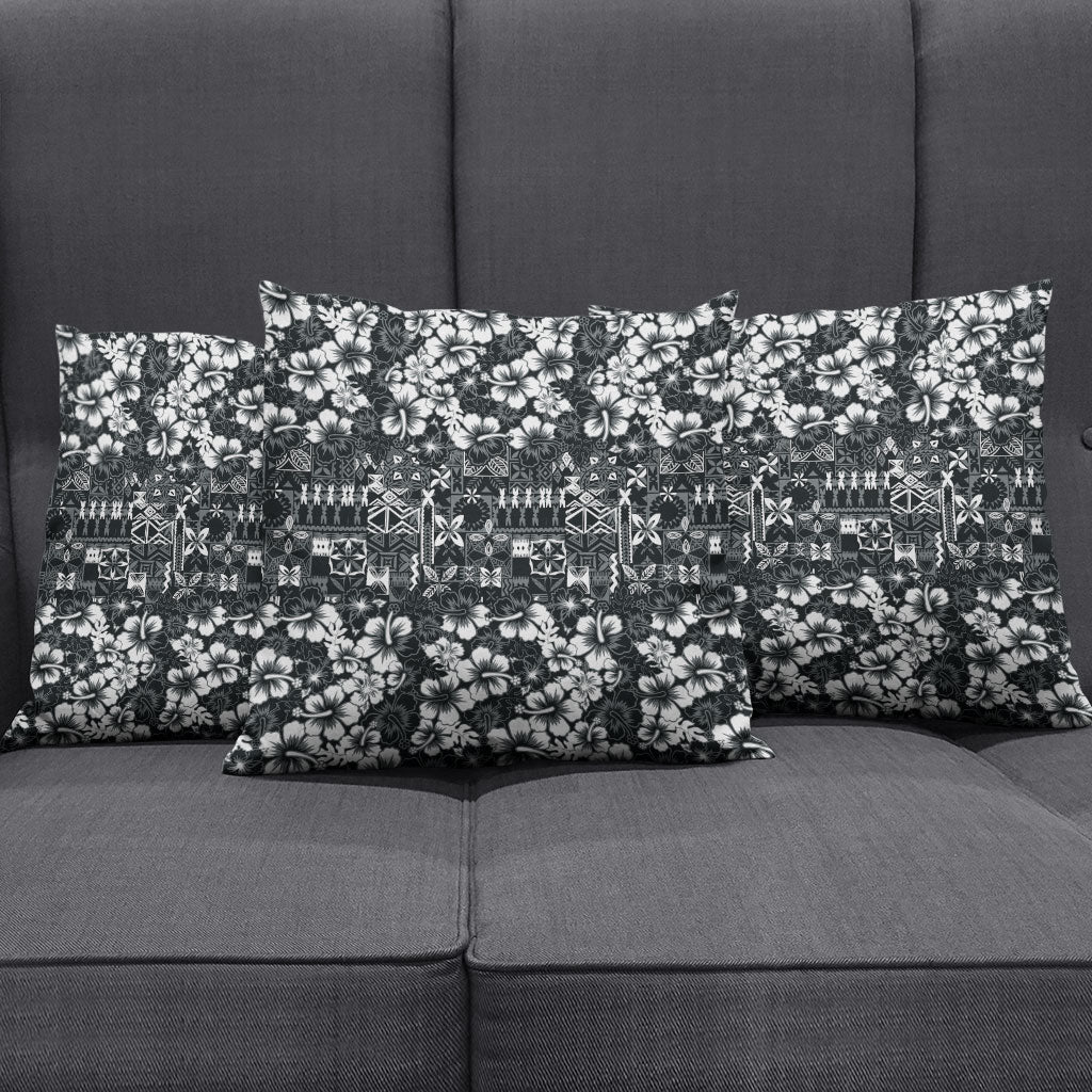 Black Hawaiian Tapa Tribal Hibiscus Pillow Cover LT9 - Polynesian Pride