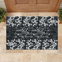 Black Hawaiian Tapa Tribal Hibiscus Rubber Doormat LT9 Black - Polynesian Pride