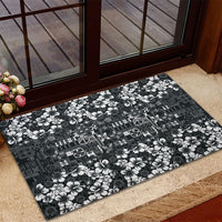 Black Hawaiian Tapa Tribal Hibiscus Rubber Doormat LT9 - Polynesian Pride