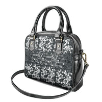 Black Hawaiian Tapa Tribal Hibiscus Shoulder Handbag LT9 - Polynesian Pride