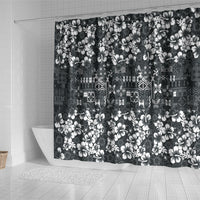 Black Hawaiian Tapa Tribal Hibiscus Shower Curtain LT9 - Polynesian Pride