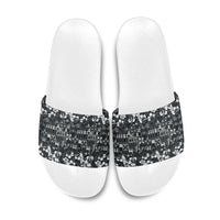 Black Hawaiian Tapa Tribal Hibiscus Slide Sandals LT9 Black - Polynesian Pride