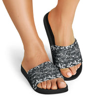 Black Hawaiian Tapa Tribal Hibiscus Slide Sandals LT9 - Polynesian Pride