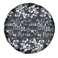 Black Hawaiian Tapa Tribal Hibiscus Spare Tire Cover LT9 - Polynesian Pride