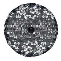 Black Hawaiian Tapa Tribal Hibiscus Spare Tire Cover LT9 - Polynesian Pride