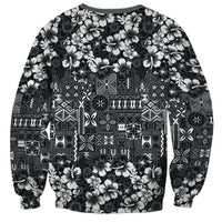 Black Hawaiian Tapa Tribal Hibiscus Sweatshirt LT9 - Polynesian Pride