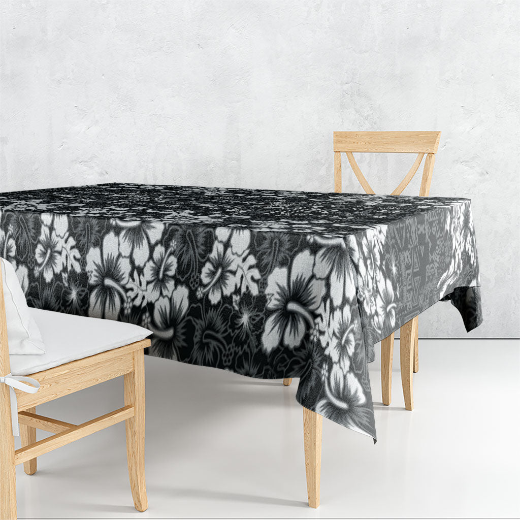 Black Hawaiian Tapa Tribal Hibiscus Tablecloth LT9 - Polynesian Pride