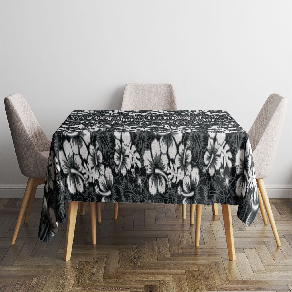 Black Hawaiian Tapa Tribal Hibiscus Tablecloth LT9 - Polynesian Pride
