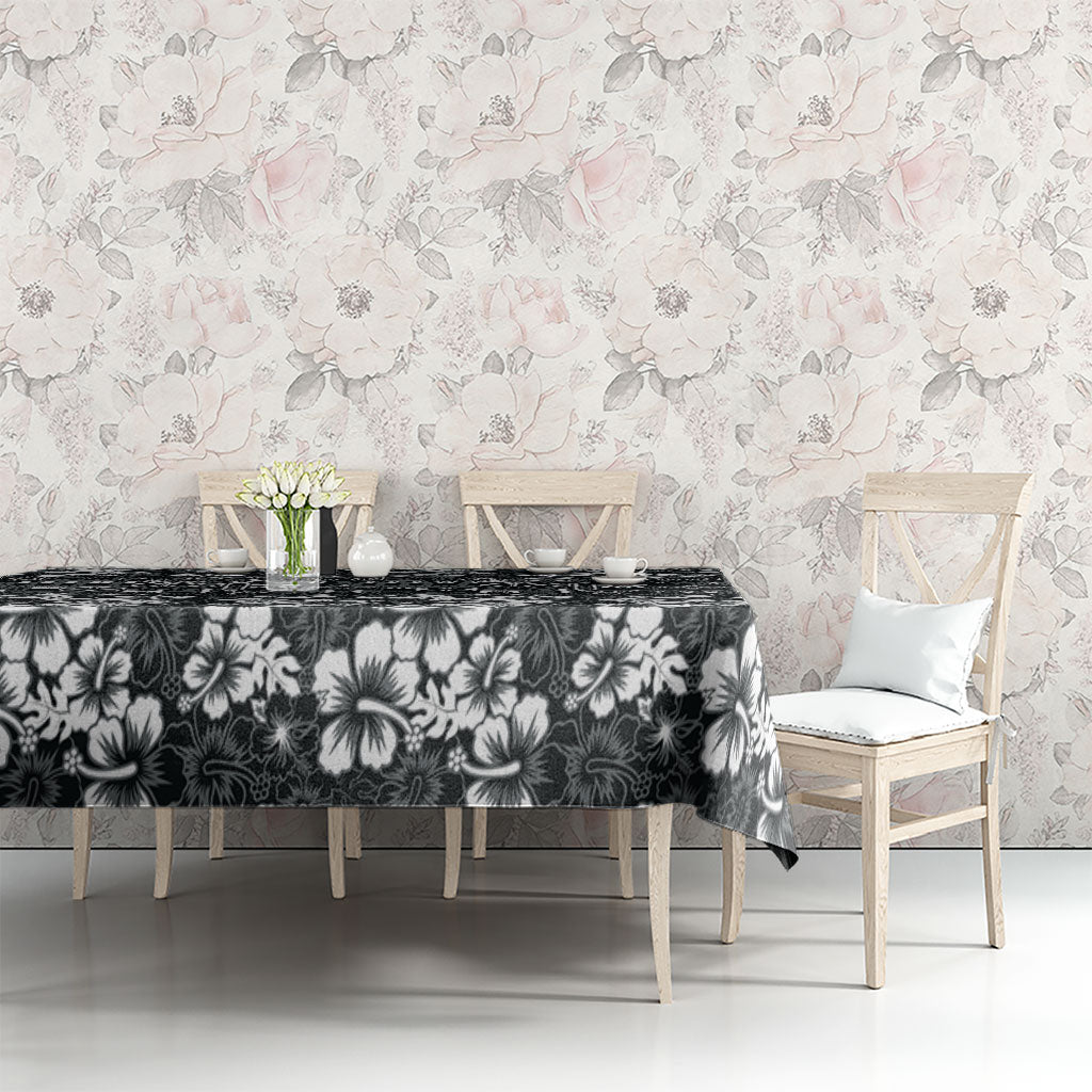 Black Hawaiian Tapa Tribal Hibiscus Tablecloth LT9 - Polynesian Pride