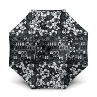 Black Hawaiian Tapa Tribal Hibiscus Umbrella LT9 One Size Folded 11.42 inch Opened Diameter 37.4 inch Black - Polynesian Pride