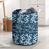 Blue Hawaiian Tapa Tribal Hibiscus Laundry Basket LT9 Blue - Polynesian Pride
